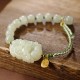 Sterling Silver Hetian Jade Happiness Bracelet