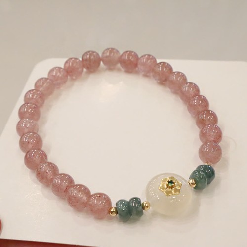 Strawberry Quartz Chalcedony Jade Healing Bracelet