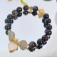 Natural Silver Sheen Obsidian Heart Star Flower Protection Bracelet