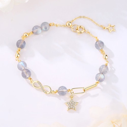 14K Gold Plated Strawberry Quartz M枚bius Loop Bracelet