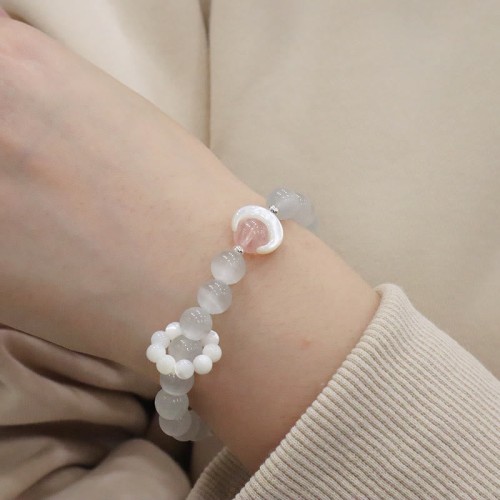 925 Silver Amethyst Aquamarine Cat's Eye Healing Bracelet