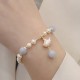 Aquamarine Pearl Ginkgo Leaf Butterfly Charm Bracelet Aquamarine Pearl Ginkgo Leaf Butterfly Charm Bracelet