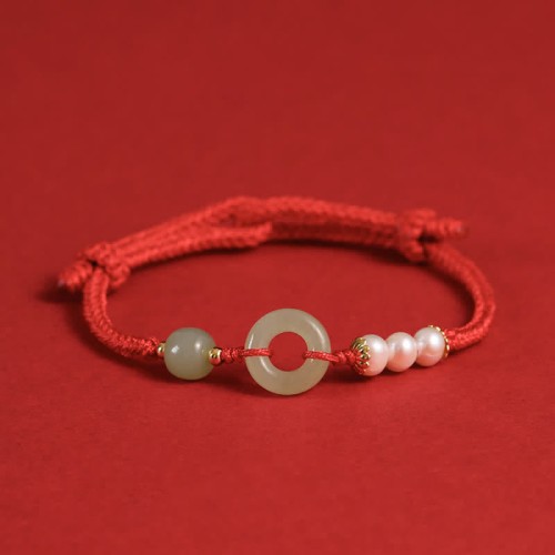 Hetian Jade Pearl Peace Luck Bracelet