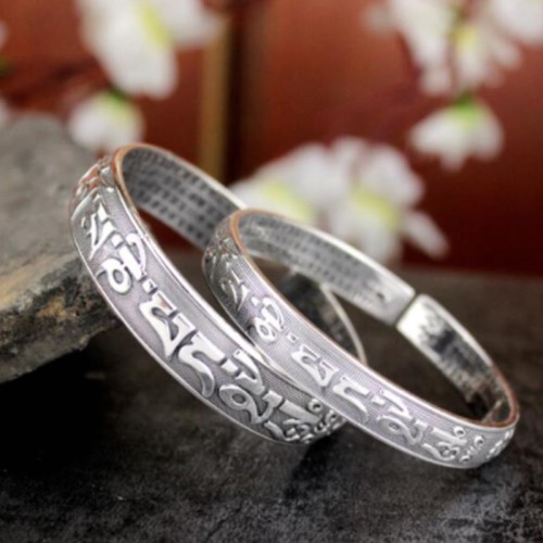 Tibetan Sanskrit White Copper Meditation Bracelet Tibetan Sanskrit White Copper Meditation Bracelet