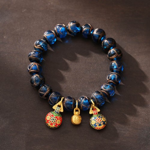 Gold Swallowing Beast Liuli Glass Bead Fortune Bracelet Gold Swallowing Beast Liuli Glass Bead Fortune Bracelet