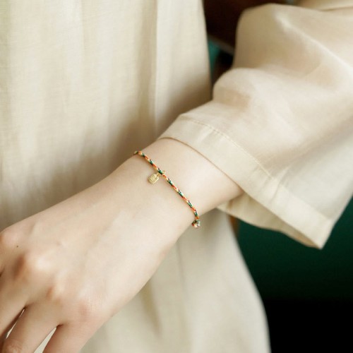 Fu Character Peace and Joy Luck Handmade Multicolored Bracelet