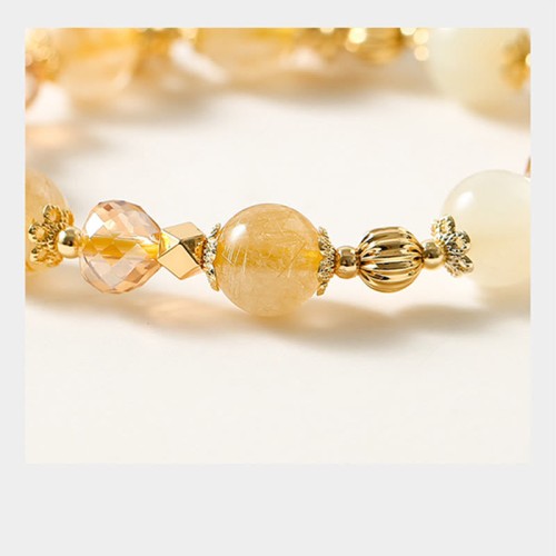 14K Gold Plated Golden Rutilated Quartz Wealth Charm Bracelet 14K Gold Plated Golden Rutilated Quartz Wealth Charm Bracelet