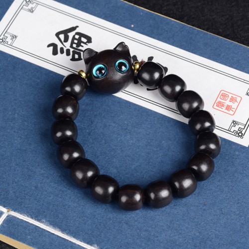Ebony Wood Green Sandalwood Lovely Cat Bracelet Ebony Wood Green Sandalwood Lovely Cat Bracelet