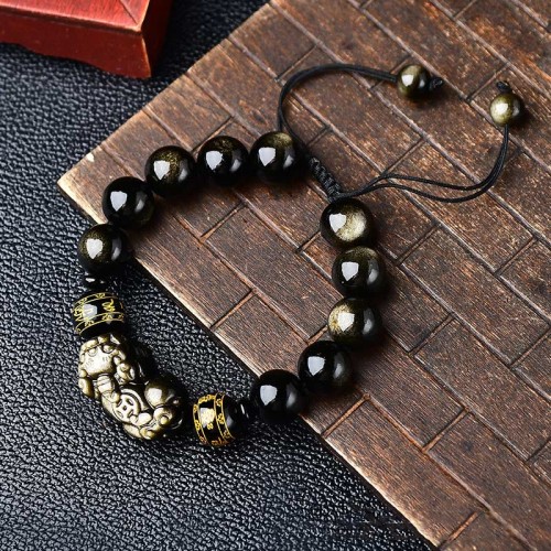 Gold Sheen Obsidian PiXiu Wealth Bracelet Gold Sheen Obsidian PiXiu Wealth Bracelet