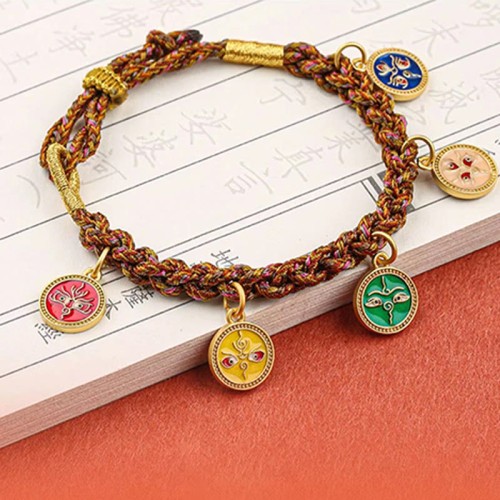 Tibetan Five God of Wealth Thangka Luck Bracelet Tibetan Five God of Wealth Thangka Luck Bracelet