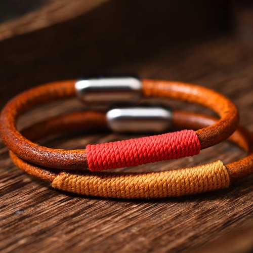 Tibetan Leather Five Elements Luck Braided Bracelet Tibetan Leather Five Elements Luck Braided Bracelet