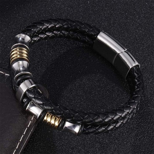 Layered Leather Weave Fortune Bracelet Layered Leather Weave Fortune Bracelet