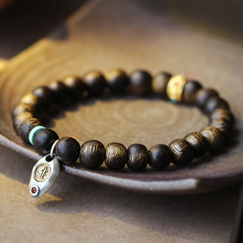 Vietnam Qinan Agarwood Turquoise Balance Strength Bracelet Vietnam Qinan Agarwood Turquoise Balance Strength Bracelet