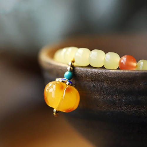 Hetian Jade Pumpkin Amber Red Agate Prosperity Bracelet Hetian Jade Pumpkin Amber Red Agate Prosperity Bracelet