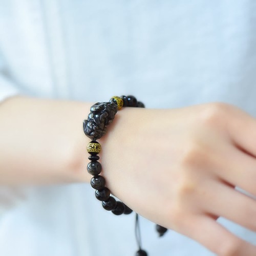 Gold Sheen Obsidian PiXiu Wealth Bracelet Gold Sheen Obsidian PiXiu Wealth Bracelet