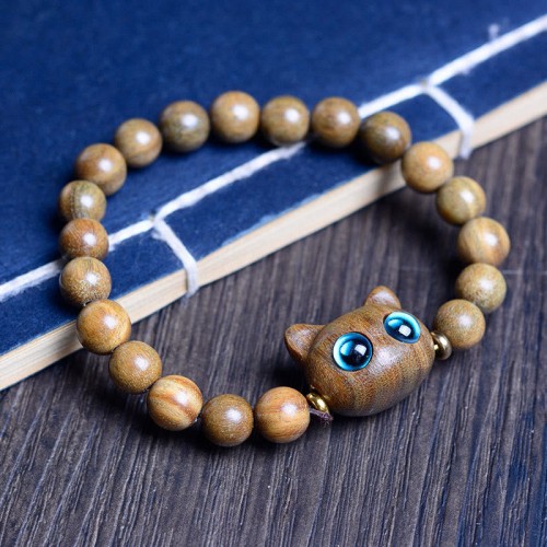 Ebony Wood Green Sandalwood Lovely Cat Bracelet Ebony Wood Green Sandalwood Lovely Cat Bracelet