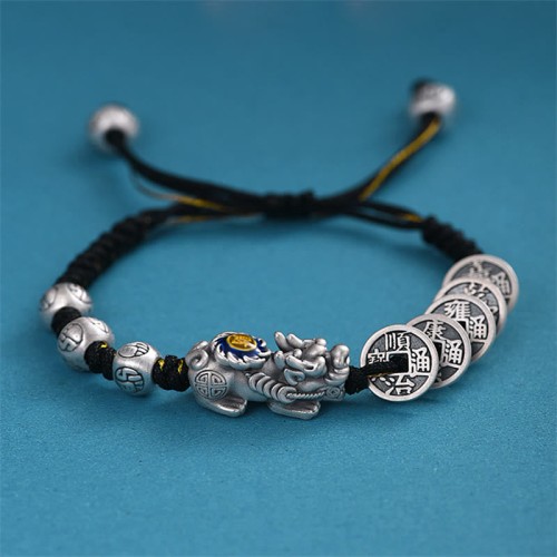 Feng Shui Five Emperor Coins PiXiu Wealth Bracelet
