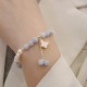 Aquamarine Pearl Ginkgo Leaf Butterfly Charm Bracelet Aquamarine Pearl Ginkgo Leaf Butterfly Charm Bracelet