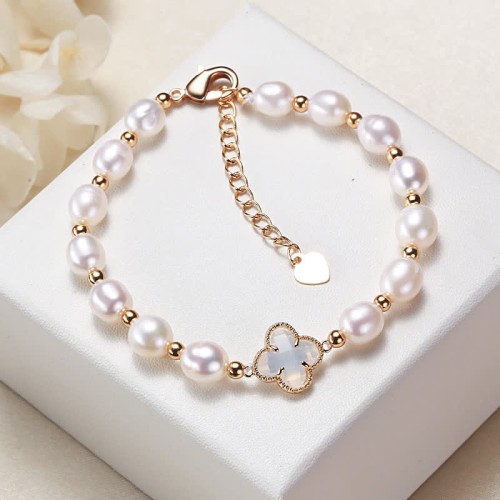 Pearl Four Leaf Clover Wealth Bracelet Pearl Four Leaf Clover Wealth Bracelet