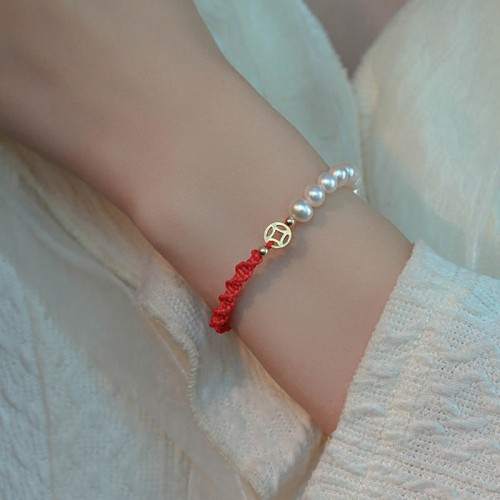 14K Gold Plated Pearl Luck Red String Bracelet 14K Gold Plated Pearl Luck Red String Bracelet
