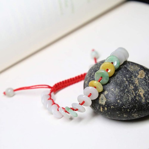 Round Jade Lucky Red String Weave Bracelet Round Jade Lucky Red String Weave Bracelet