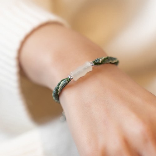White Jade Bamboo Reincarnation Knot Bracelet White Jade Bamboo Reincarnation Knot Bracelet