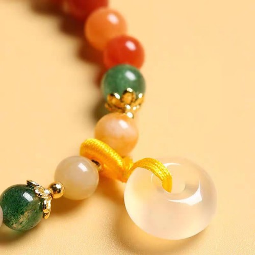 14K Gold Plated Golden Silk Jade Peace Buckle Bracelet 14K Gold Plated Golden Silk Jade Peace Buckle Bracelet