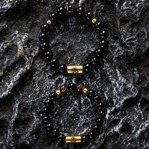 Black Onyx Tiger Eye Lion Protection Bracelet