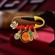 Tibetan Dancing Lion Jade Fu Character Copper Luck Brooch Tibetan Dancing Lion Jade Fu Character Copper Luck Brooch