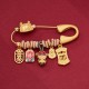 Dragon Fu Character Fortune Brass Protection Brooch Dragon Fu Character Fortune Brass Protection Brooch