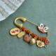 Dancing Lion Lotus Copper Fortune Brooch Dancing Lion Lotus Copper Fortune Brooch