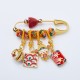 Cinnabar Zongzi Fu Character Caishen Copper Blessing Brooch Cinnabar Zongzi Fu Character Caishen Copper Blessing Brooch