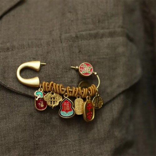 Fu Character Butterfly Brass Fortune Brooch Fu Character Butterfly Brass Fortune Brooch