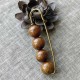 Vintage Sandalwood Agathis Ebony Beads Healing Brooch Vintage Sandalwood Agathis Ebony Beads Healing Brooch