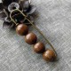 Vintage Sandalwood Agathis Ebony Beads Healing Brooch Vintage Sandalwood Agathis Ebony Beads Healing Brooch