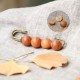 Vintage Sandalwood Agathis Ebony Beads Healing Brooch Vintage Sandalwood Agathis Ebony Beads Healing Brooch