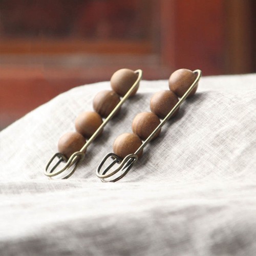 Vintage Sandalwood Agathis Ebony Beads Healing Brooch Vintage Sandalwood Agathis Ebony Beads Healing Brooch