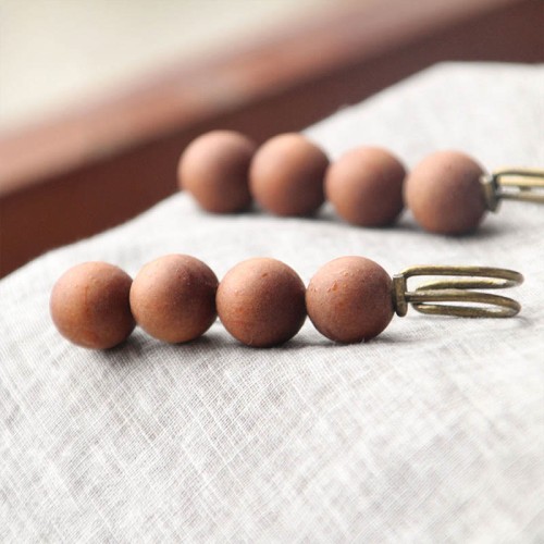 Vintage Sandalwood Agathis Ebony Beads Healing Brooch Vintage Sandalwood Agathis Ebony Beads Healing Brooch