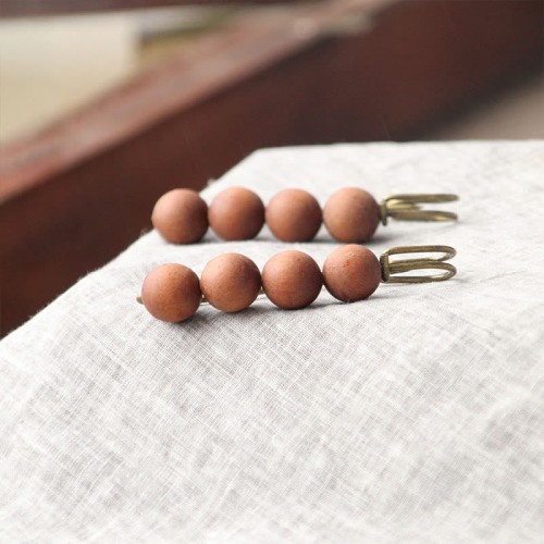 Vintage Sandalwood Agathis Ebony Beads Healing Brooch Vintage Sandalwood Agathis Ebony Beads Healing Brooch