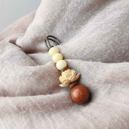 Vintage Bodhi Seed Boxwood Lotus Sandalwood Peace Brooch