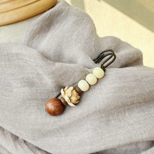 Vintage Bodhi Seed Boxwood Lotus Sandalwood Peace Brooch
