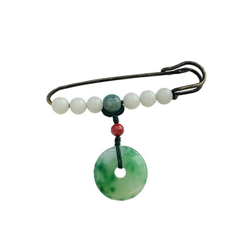 Bodhi Seed Jade Peace Luck Brooch