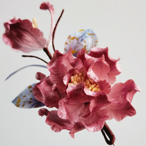 Handmade Velvet Mulberry Silk Red Flower Brooch Handmade Velvet Mulberry Silk Red Flower Brooch