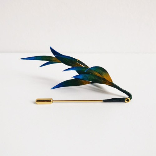 Handmade Velvet Mulberry Silk Green Yellow Blue Leaves Brooch Handmade Velvet Mulberry Silk Green Yellow Blue Leaves Brooch