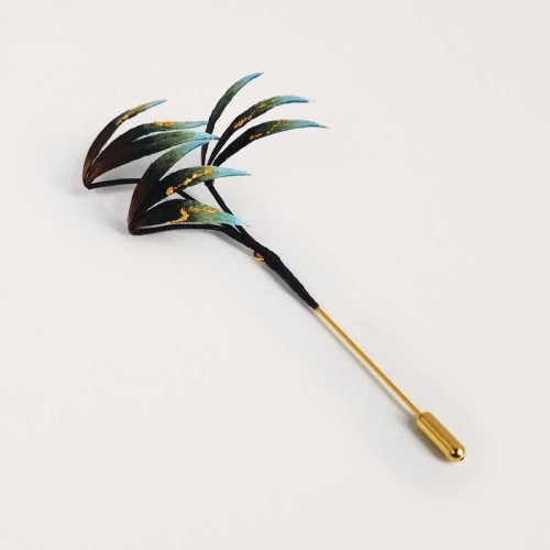 Handmade Velvet Mulberry Silk Green Bamboo Leaves Brooch Handmade Velvet Mulberry Silk Green Bamboo Leaves Brooch