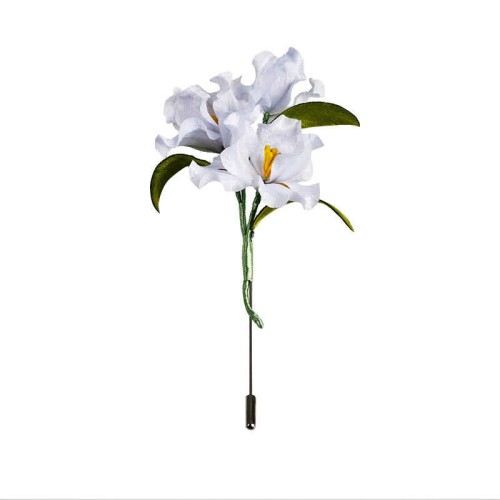 Handmade Velvet Mulberry Silk White Iris Brooch Handmade Velvet Mulberry Silk White Iris Brooch