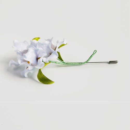 Handmade Velvet Mulberry Silk White Iris Brooch Handmade Velvet Mulberry Silk White Iris Brooch