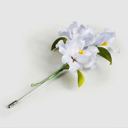 Handmade Velvet Mulberry Silk White Iris Brooch Handmade Velvet Mulberry Silk White Iris Brooch
