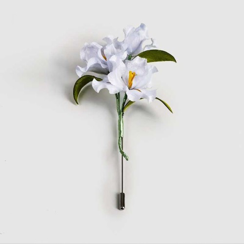 Handmade Velvet Mulberry Silk White Iris Brooch Handmade Velvet Mulberry Silk White Iris Brooch