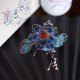 Handmade Yangzhou Velvet Mulberry Silk Blue Flowers Brooch Handmade Yangzhou Velvet Mulberry Silk Blue Flowers Brooch